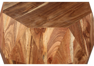 Bon 22" End Table Solid Acacia Wood Octagon Top Natural Brown Finish