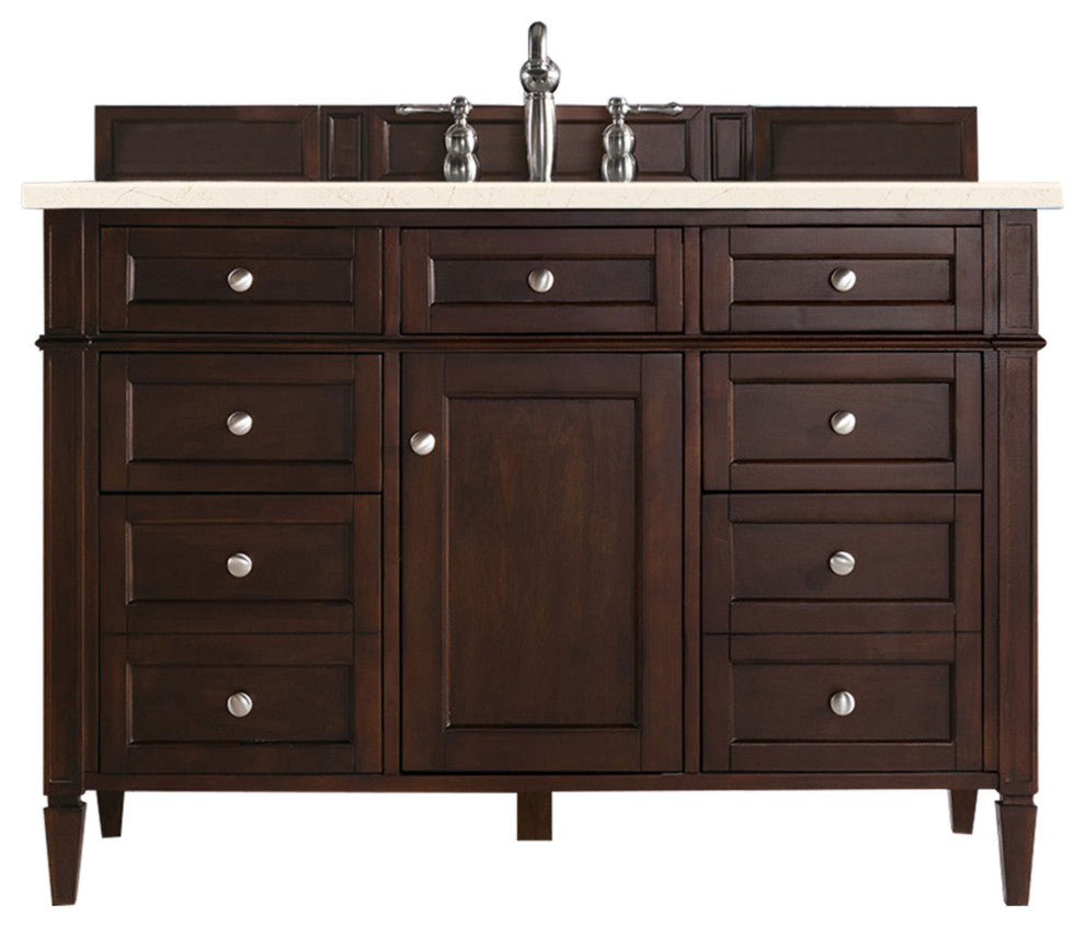Brittany 48" Burnished Mahogany Single Vanity, Eternal Marfil Quartz