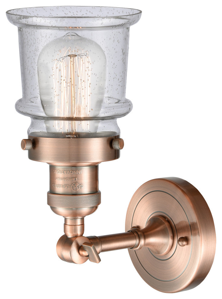 Small Canton 1-Light Sconce, Antique Copper, Seedy