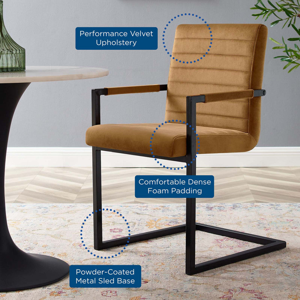 Savoy Performance Velvet Dining Chairs Set of 2, Cognac