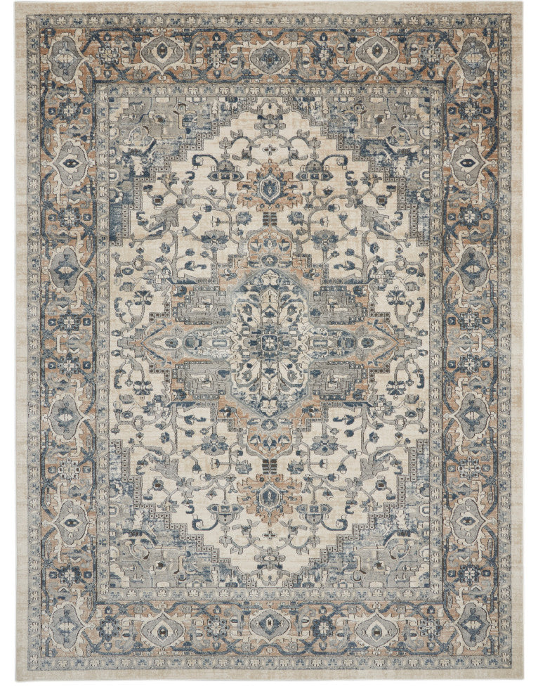 Nourison Quarry Qua05 Traditional Rug, Ivory and Gray, 3'9"x5'9"
