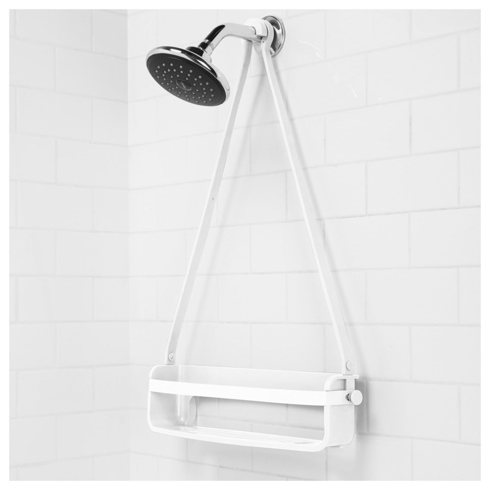 Flex Single Shelf Shower Caddy, White