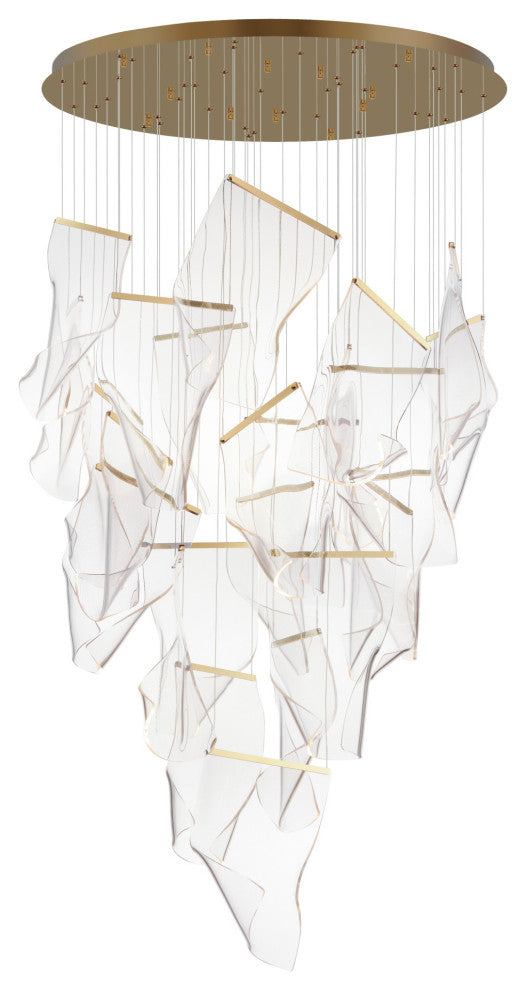 ET2 E24880-133 Rinkle 36"W LED Multi Light Abstract Pendant - French Gold