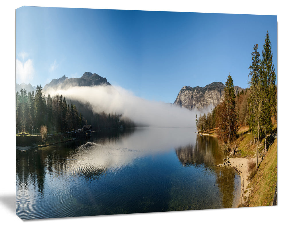 Bohinj Lake Panorama, Seashore Canvas Art Print, 60"x28"