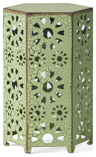 GDF Studio Elliot Outdoor 14" Sunburst Iron Side Table, Crackle Green