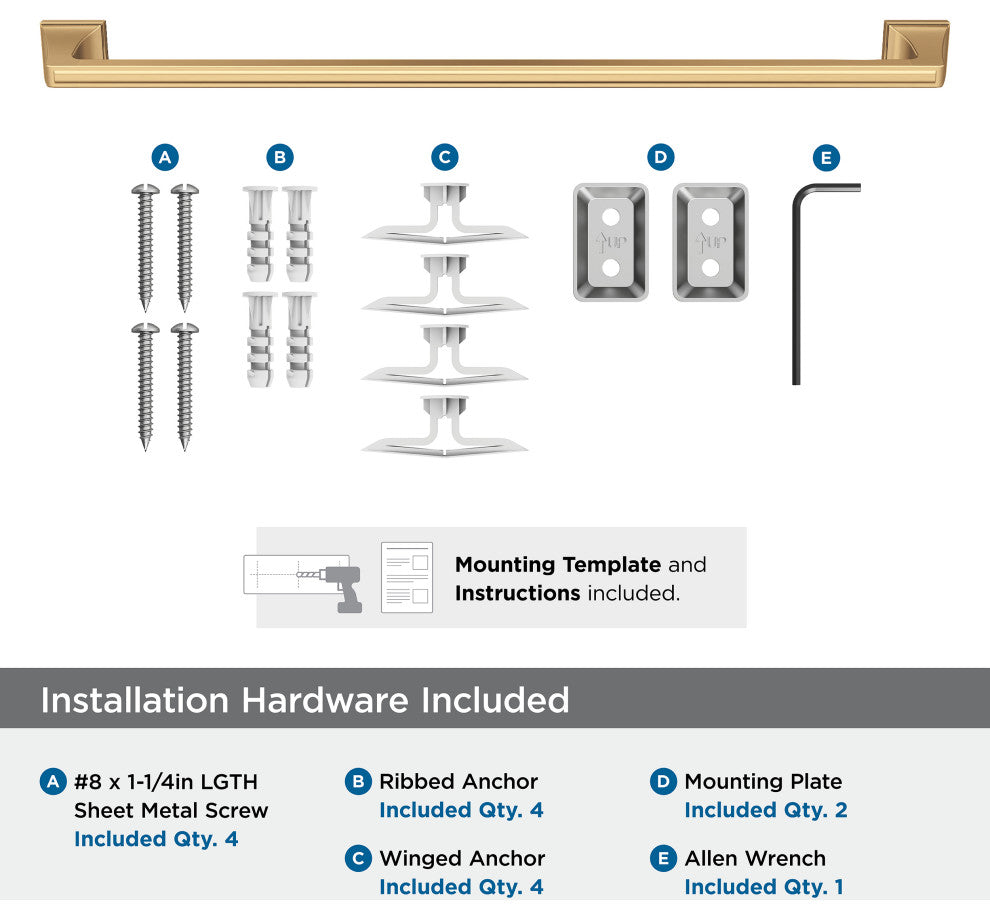 Amerock Mulholland Traditional Towel Bar, Champagne Bronze, 24" Center-to-Center