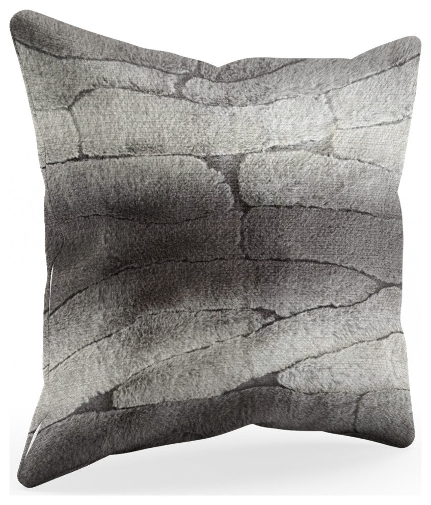 Plutus Gray Silver Furever Faux Fur Throw Pillow, 20" x 36" King