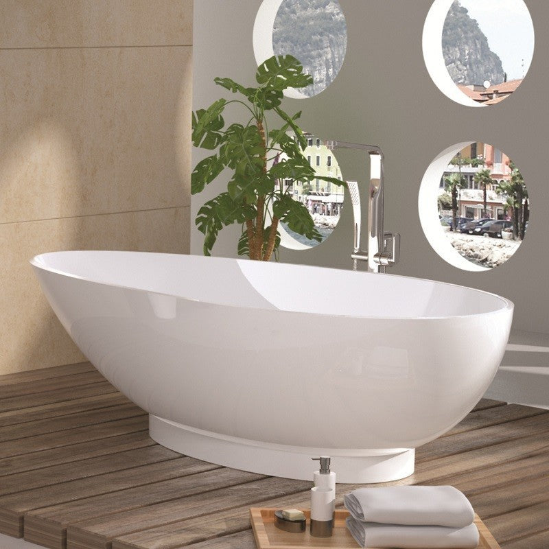 ADM Oval Freestanding Bathtub, Matte White, 70.9"