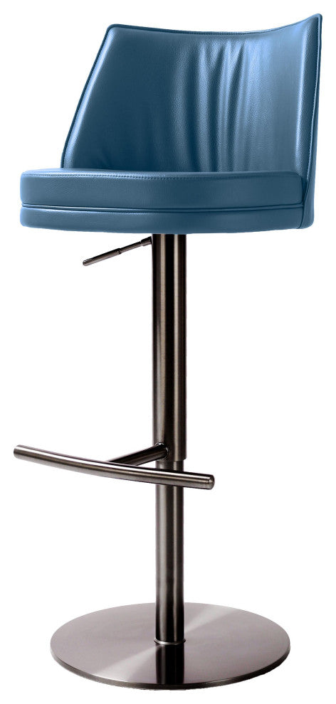 Gala Blue Vegan Leather on Black Adjustable Stool