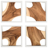 Framed Slice Wall Tile, Chamcha Wood, White Frame   , Set of 4