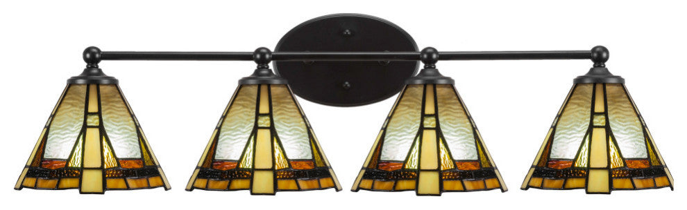 Capri 4-Light Bath Bar, Matte Black/Zion Art