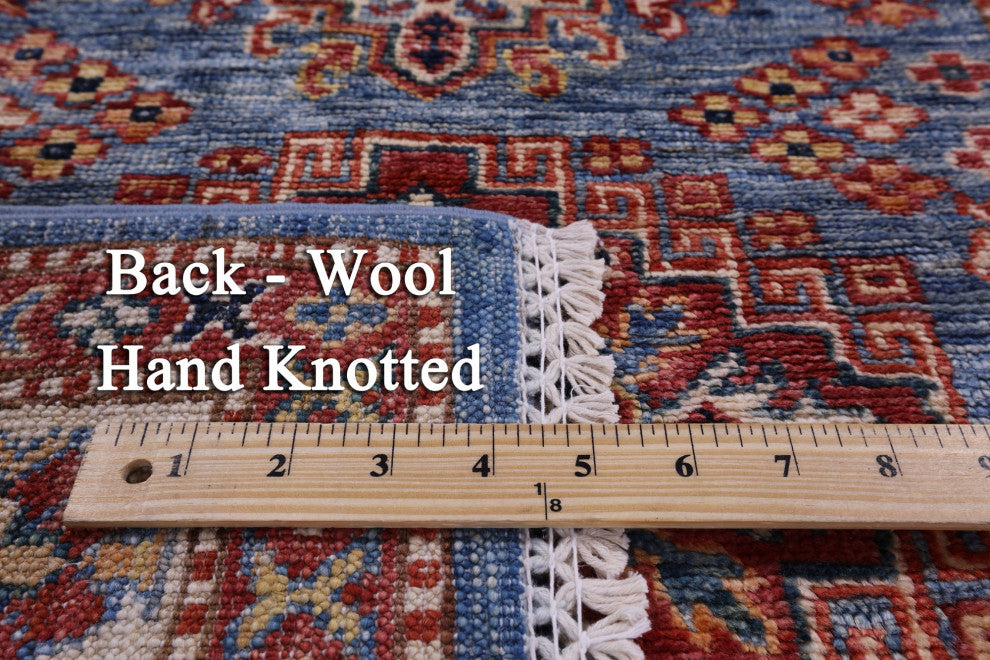 2' 10" X 4' 3" Geometric Super Kazak Hand Knotted Wool Rug Q10359