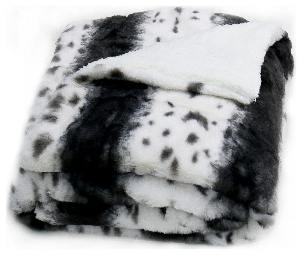Elite Faux Fur Throw Blanket With Sherpa Backing, Citraka Black, 50" X 60"