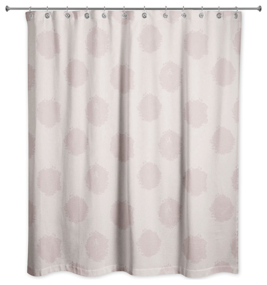 Pink Polka Dots on White 71x74 Shower Curtain