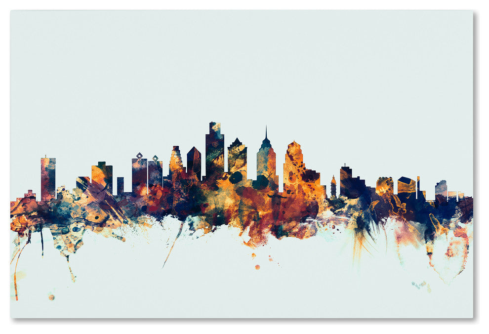 Michael Tompsett ''Philadelphia PA Skyline Blue'' Canvas Art, 30x47