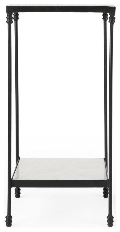 Company Larkin Outdoor Marble & Iron Side Table, Black