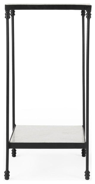 Company Larkin Outdoor Marble & Iron Side Table, Black