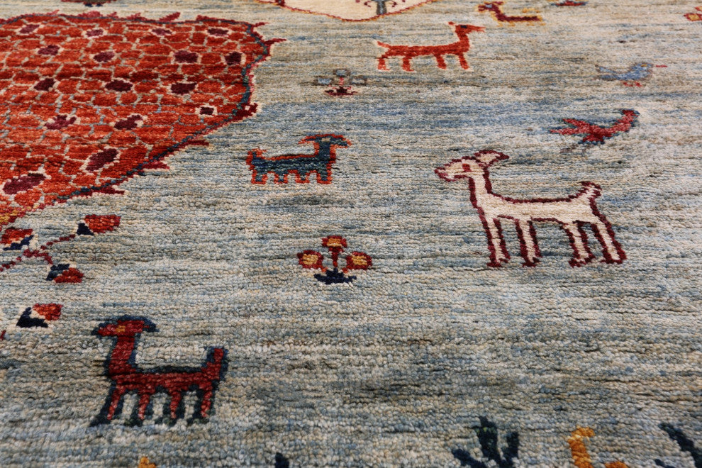 Tribal Persian Gabbeh Hand-Knotted Rug 8' 1" X 9' 9" Q8227