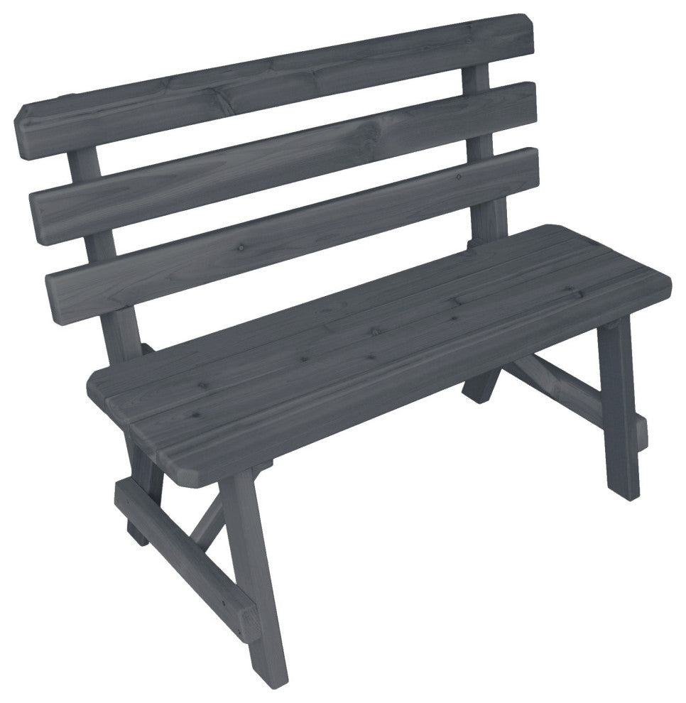 Traditional Cedar Backed Bench, Charcoal Stain, 5 Foot