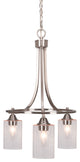 Paramount Downlight 3-Light Chandelier, Brushed Nickel, 4" Clear Bubble Glass