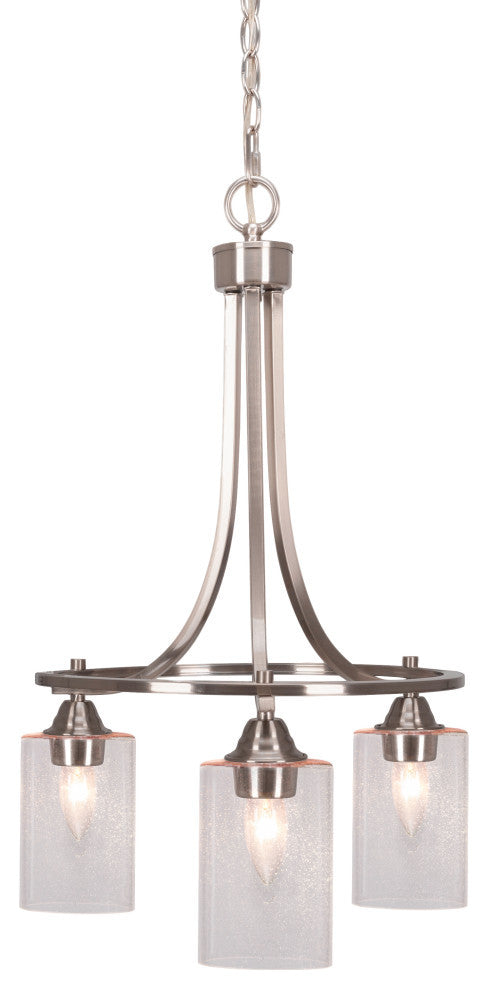 Paramount Downlight 3-Light Chandelier, Brushed Nickel, 4" Clear Bubble Glass