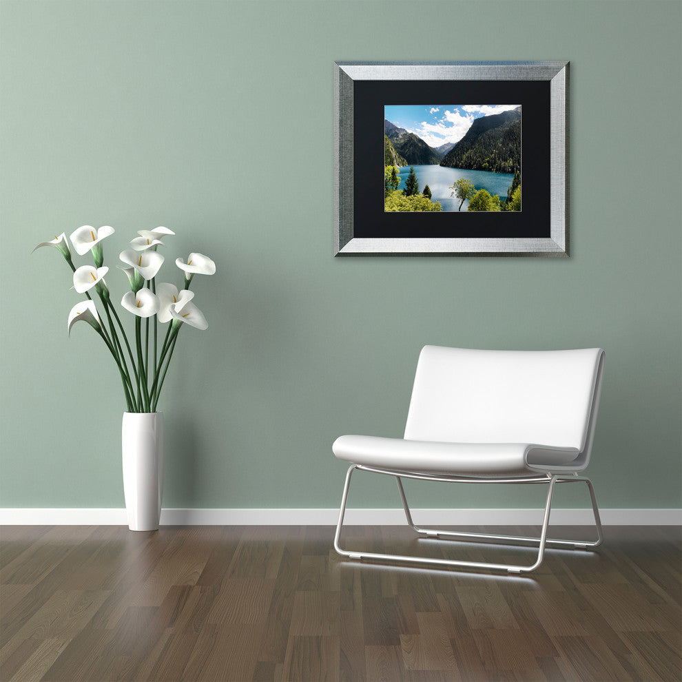 Philippe Hugonnard 'Long Lake' Art, Silver Frame, Black Matte, 14"x11"