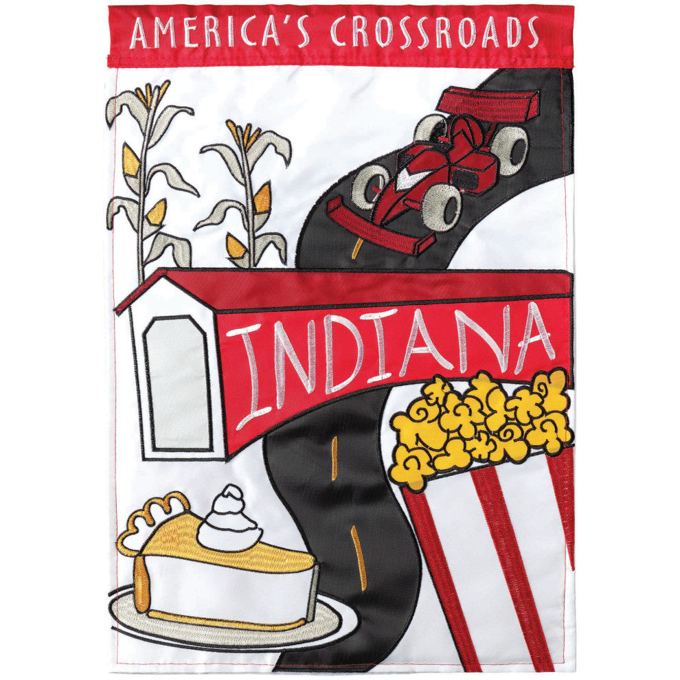 Flag  Double Applique  Indiana Americas Crsrd Ply Garden