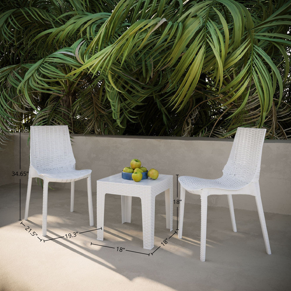 Lumina 3-Piece Bistro Set, White
