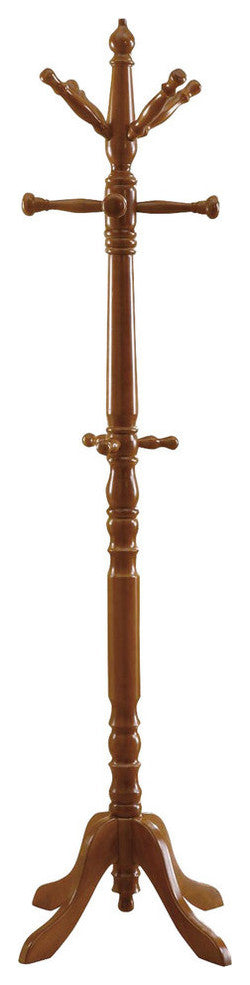 Coat Rack, 73" Oak Wood Traditional Style
