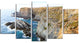 "Blue Rocky Bay Portugal" Panorama Seashore Wall Art, 60"x32", 5-Panels