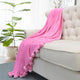 Pom Pom Flannel Fleece Throw Blanket, Candy Pink, 50" X 60"