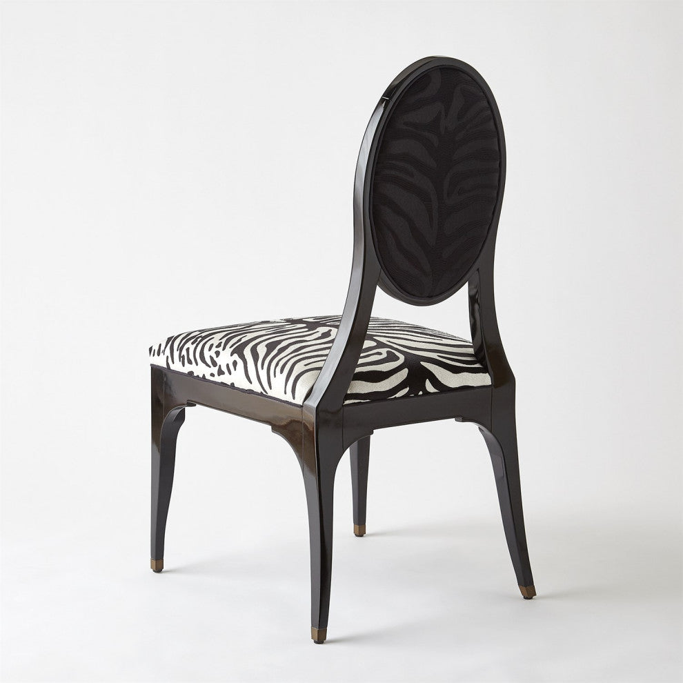 Art Deco Vintage Style Hollywood Zebra Black White Dining Chair Animal Print