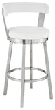 Kobe 26" Swivel Bar Stool, Stainless Steel Finish and White Faux Leather