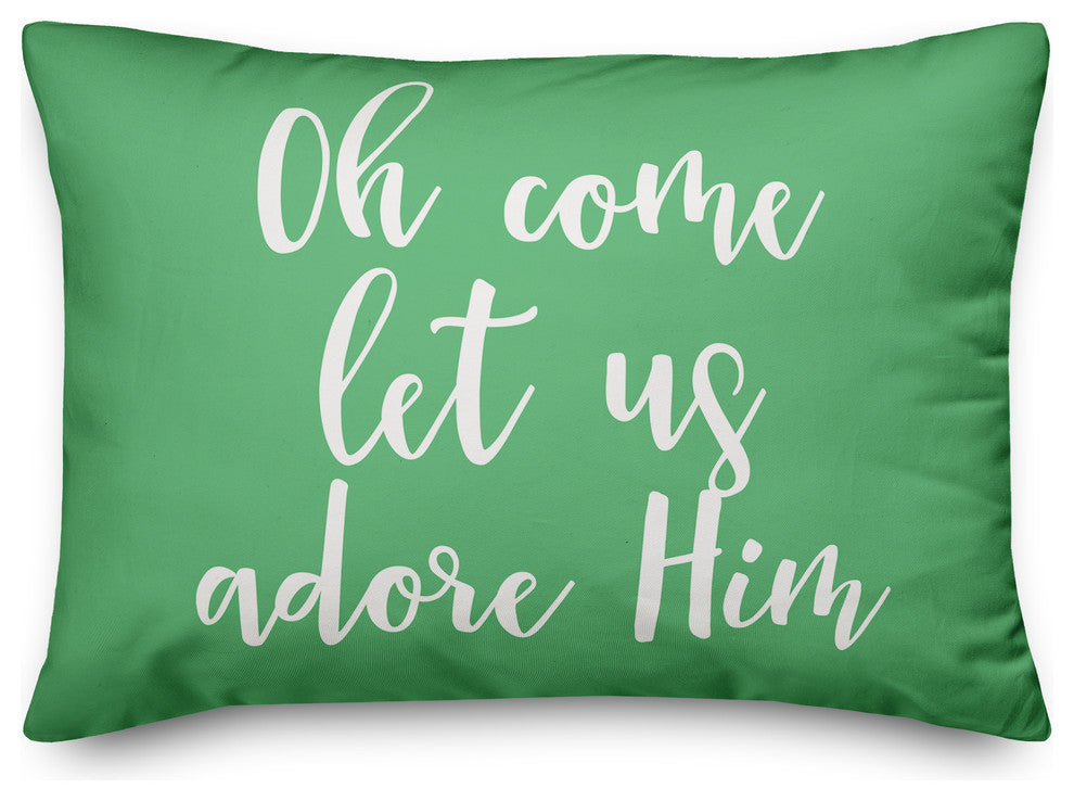 Oh Come Let Us Adore Him, Light Green 14x20 Lumbar Pillow