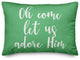 Oh Come Let Us Adore Him, Light Green 14x20 Lumbar Pillow