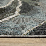 Easely Modern Abstract Waves Blue/ Green Area Rug, 3'3" x 5'