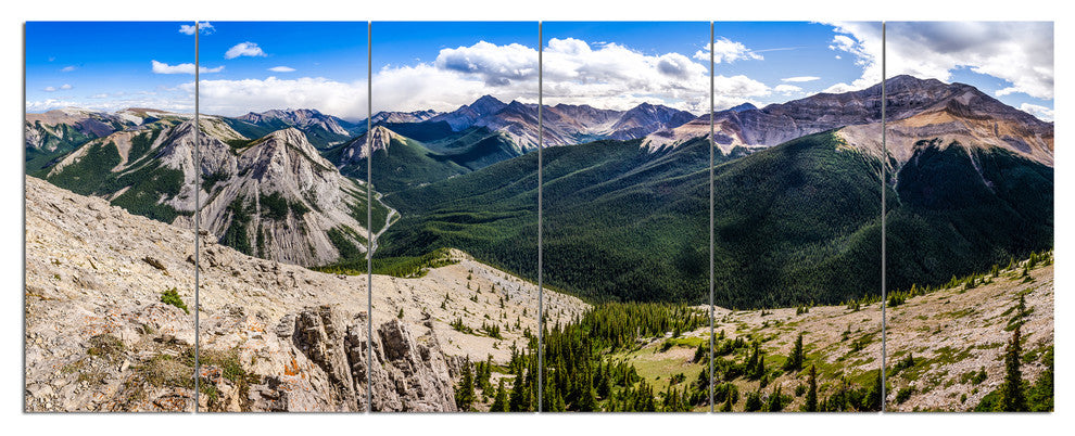 Rocky Mountains Panorama, Landscape Canvas Art Print, 70"x28", 6 Panels