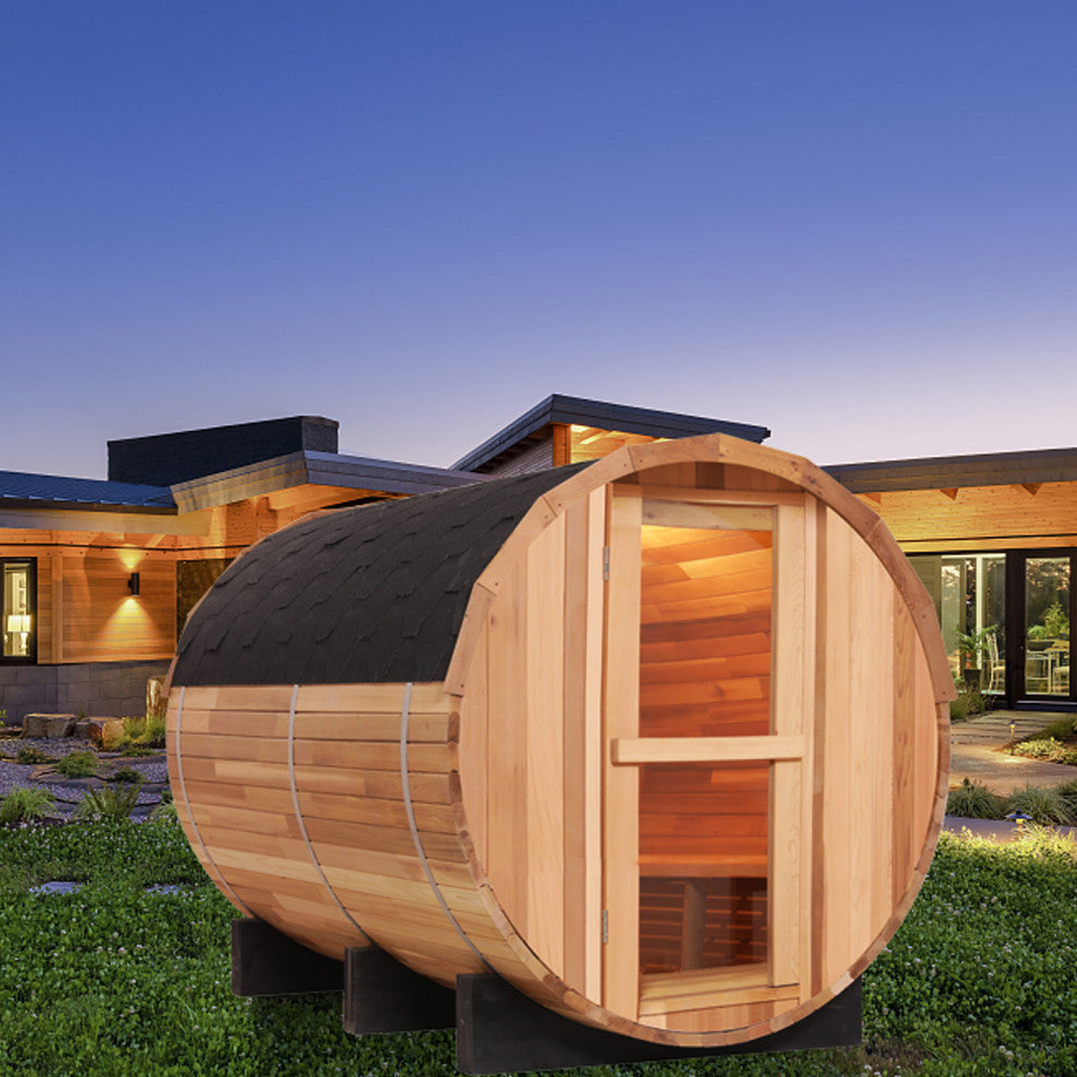 4-Person Patchwork Red Cedar Traditional Steam Sauna