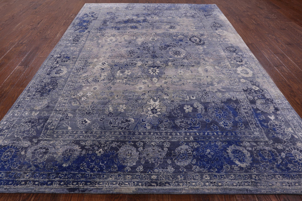 Hand-Knotted Persian Wool and Silk Rug 7' 11" X 10' 5" Q6253