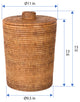 La Jolla Rattan Waste Basket With Plastic Insert, Large, Honey-Brown