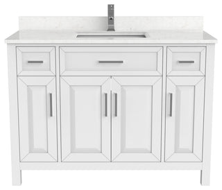 Terrence 48" Vanity with Power Bar and Drawer Organizer, White