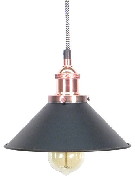 Chevron/Copper/Black Shade Pendant Light