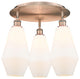 Cindyrella-3 Light 19" Flush Mount-Antique Copper -Cased Matte White Glass Shade
