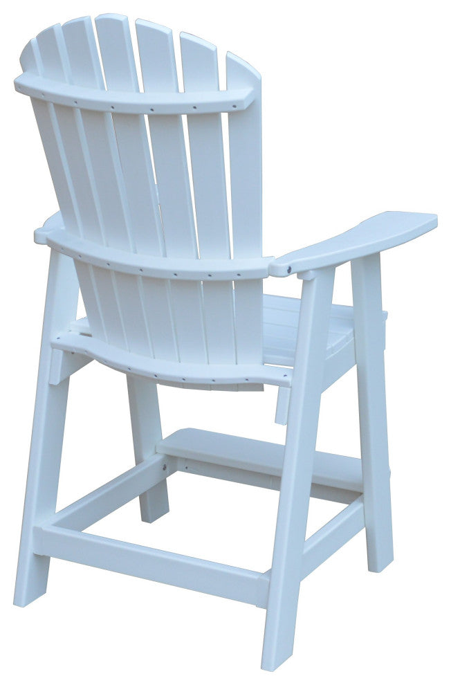 Poly Lumber Adirondack Chair with Arms, White, Counter Height