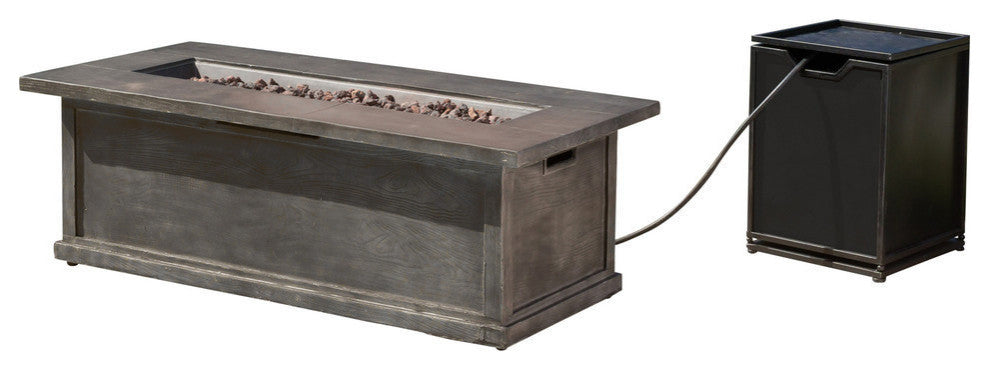 GDF Studio Pablo Outdoor 56" Rectangular Propane Fire Table, Gray Wood