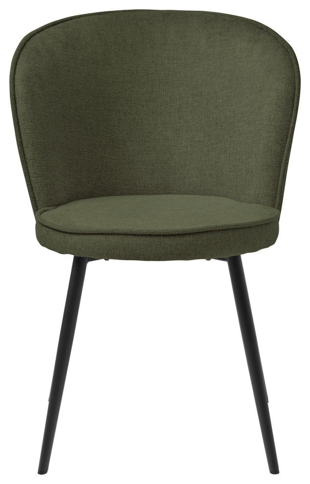 Upholstered Scoop Back Dining Chair, Set of 2, Olive Green