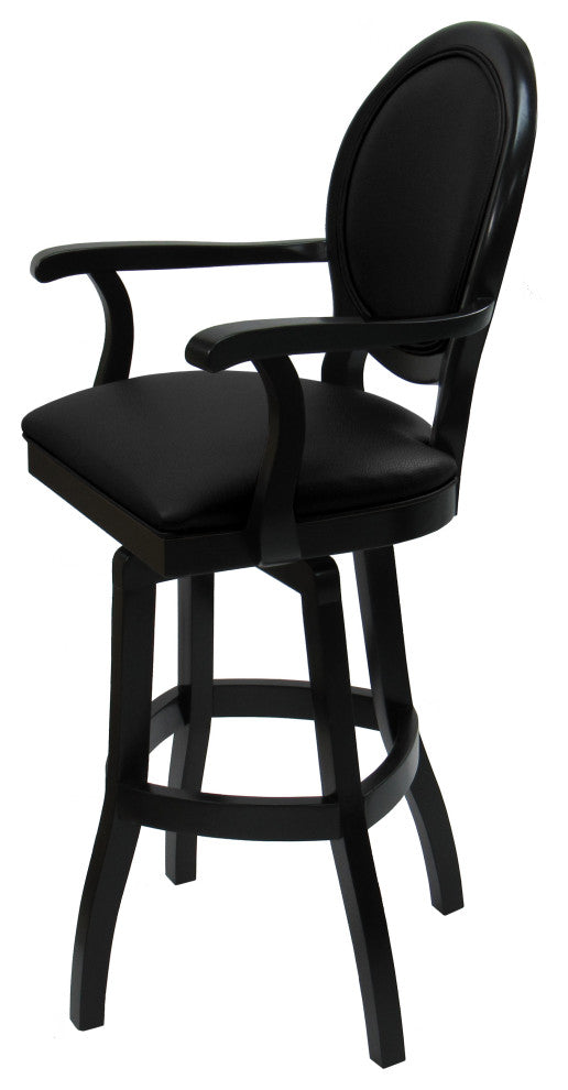 Swivel Wood 30" Bar Stool, 500, S-Base, Black Leatherette Black