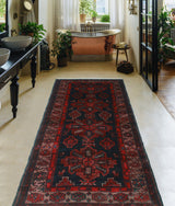 Semi Antique Alexina Rust/Navy Runner, 3'5x8'2