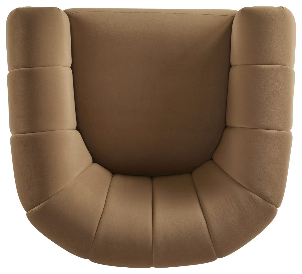 GDF Studio 360Â° Modern Swivel Club Chair, Metal Base, Velvet/Camel