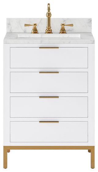 Bristol 24" Marble Countertop Vanity, White With Hook Faucet